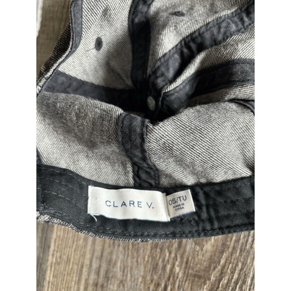 Clare V Oui Embroidered Cotton Twill Baseball Cap Faded Black Denim NWOT - Picture 9 of 9
